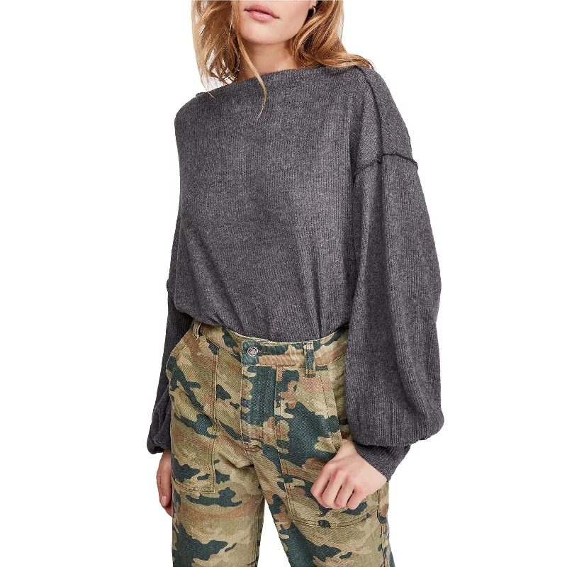 Free People Womens Wide Neck Pullover Sweater Feminine Women's Style 