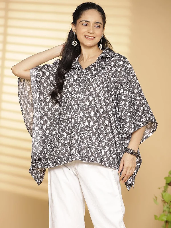 Grey Butti Printed KaftanTop Dapper Women's 1920S