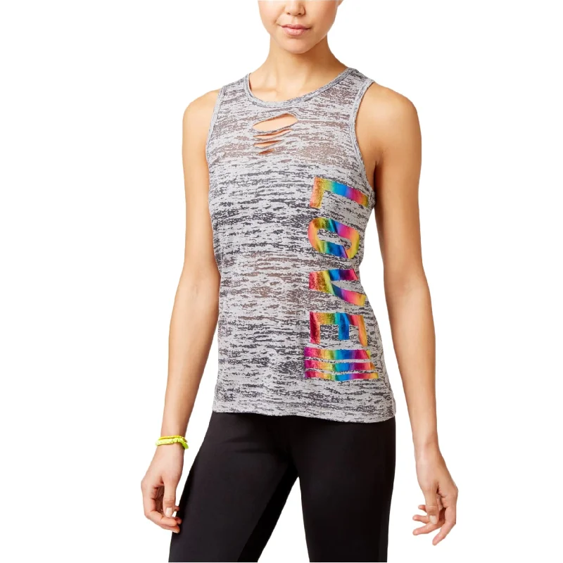 Material Girl Womens Love!!! Tank Top, Grey, Small Classic Women's Tweed