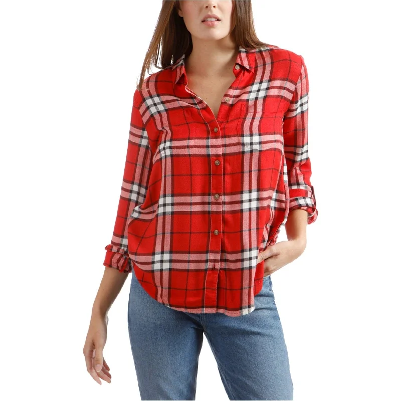 Lucky Brand Womens Plaid Button Up Shirt Feminine Women's Soft 