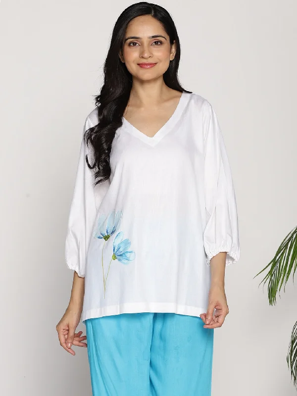 MilkyWhite Rayon Top - Kefi Confident Women's High - fashion
