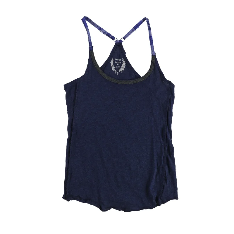 Derek Heart Womens Three Tone Racerback Tank Top, Blue, Medium Country