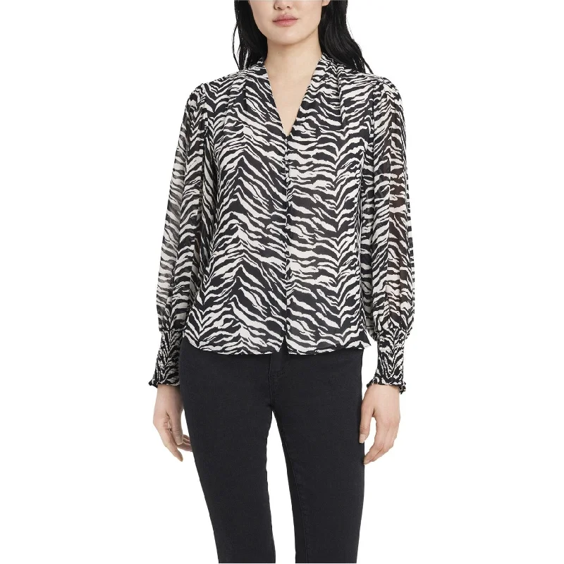 Vince Camuto Womens Zebra Print Button Up Shirt Stylish Women's Tropical 