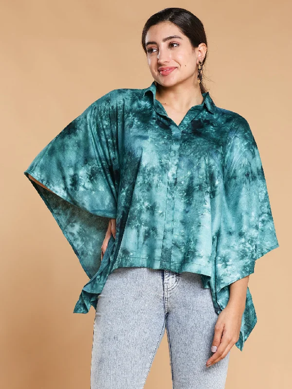 Teal Rayon TieDyeTop- Lumina European