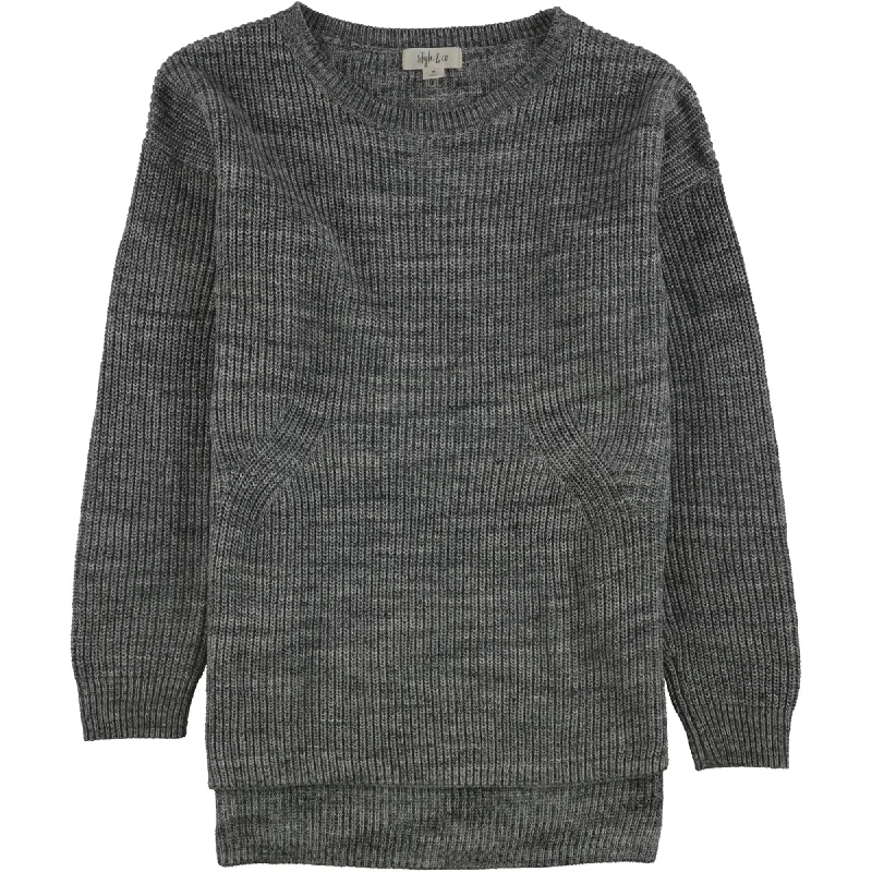 Style & Co. Womens Ribbed Pullover Sweater, Grey, Medium Country