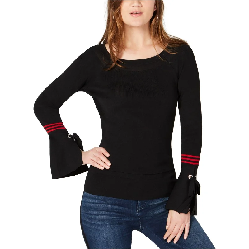 I-N-C Womens Stripe Sleeve Pullover Sweater, Black, Small Unique Women's Upcycled