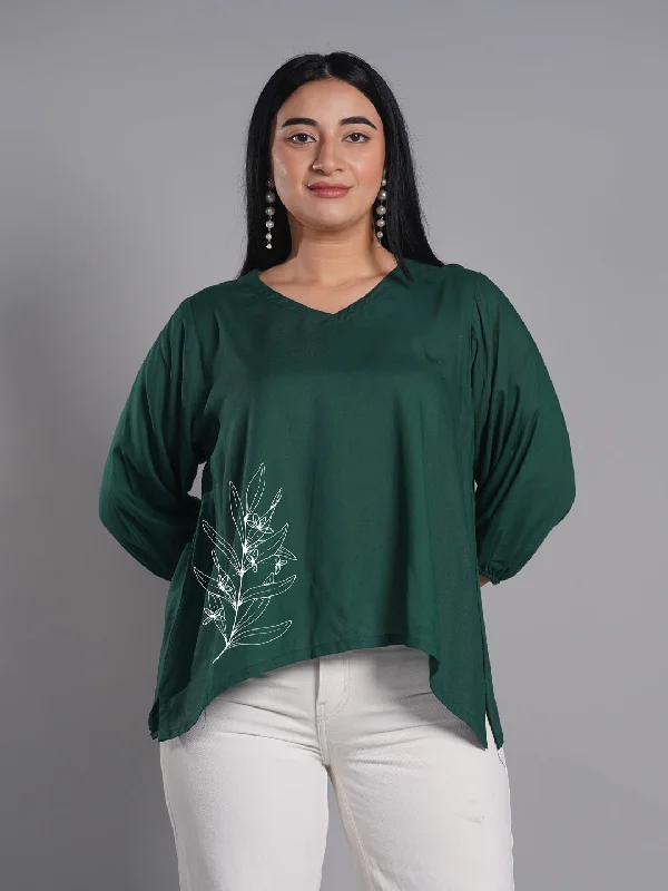 Bottlegreen Rayon Top - Ayla Confident Women's High - fashion