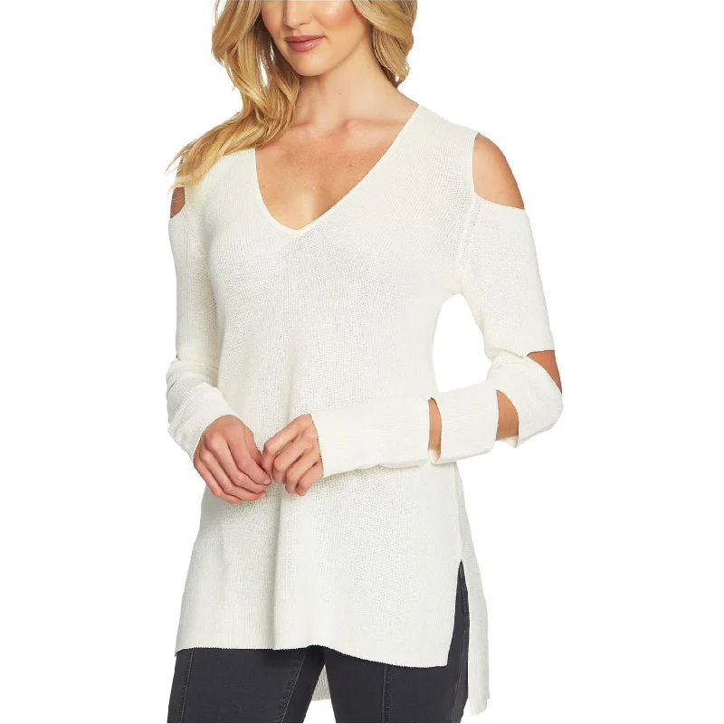 1.STATE Womens Cutout Knit Sweater, Off-White, Large Laid - back Women's Vibe