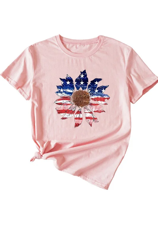 Sunflower Flag Print T-shirt Gym