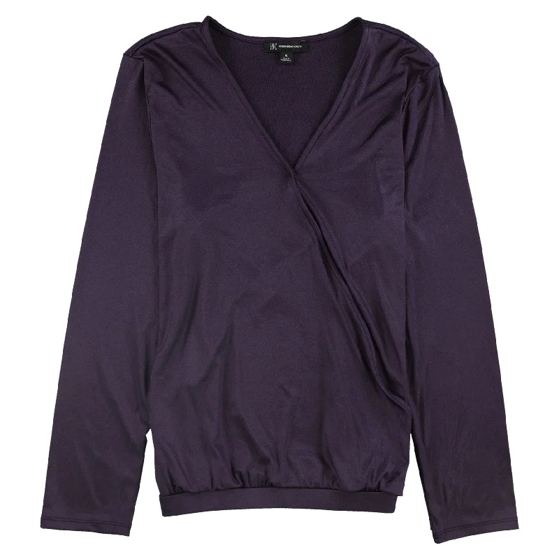 I-N-C Womens Shiny Wrap Blouse Refined Women's Hand - crafted