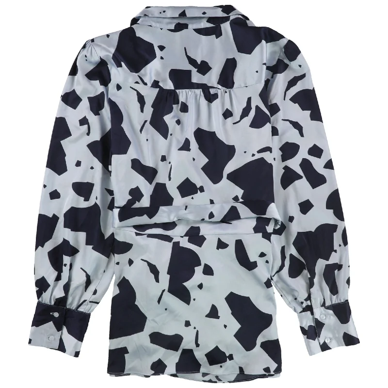 Alfani Womens 2-Tone Wrap Blouse, Blue, Small Sophisticated Women's 