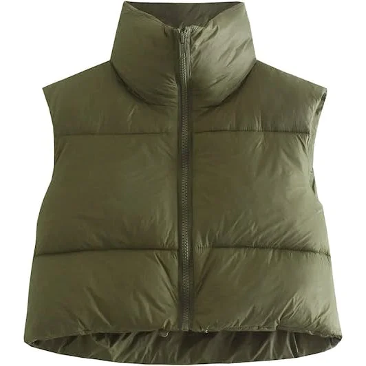 Women's Winter Crop Vest Lightweight Sleeveless Warm Outerwear Puffer Vest Padded Gilet Elegant Women's Formal 