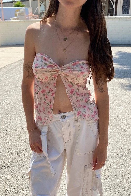 Peach Split Twist Front Tube Top Edgy Women's Punk