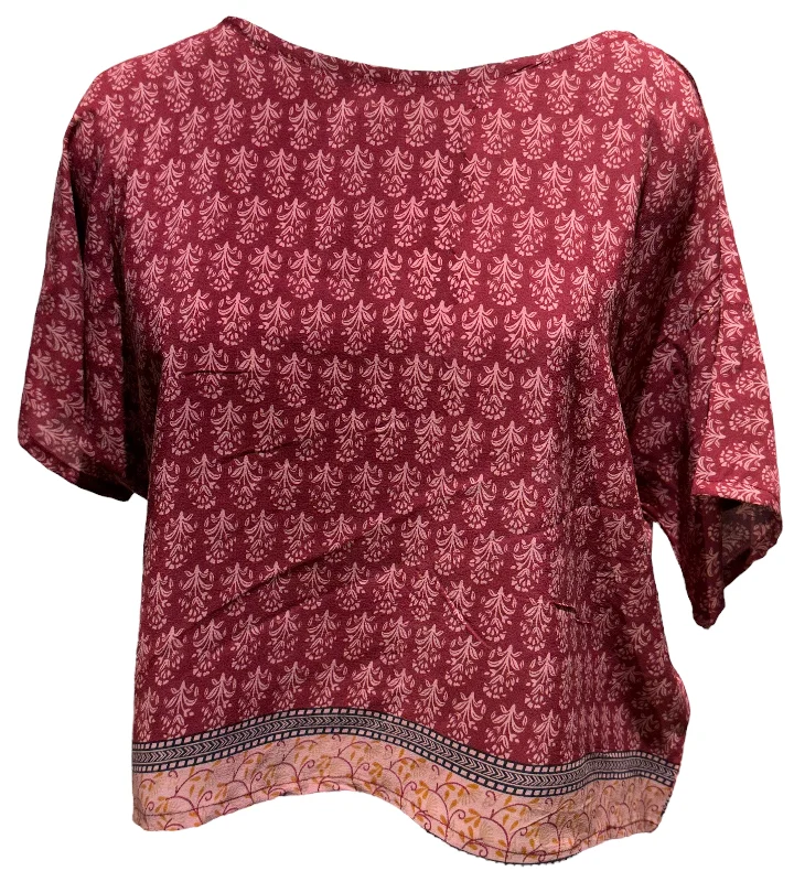 PRC3214 Jessica Abel Avatar Pure Silk Boxy Top Stylish Women's Tropical 