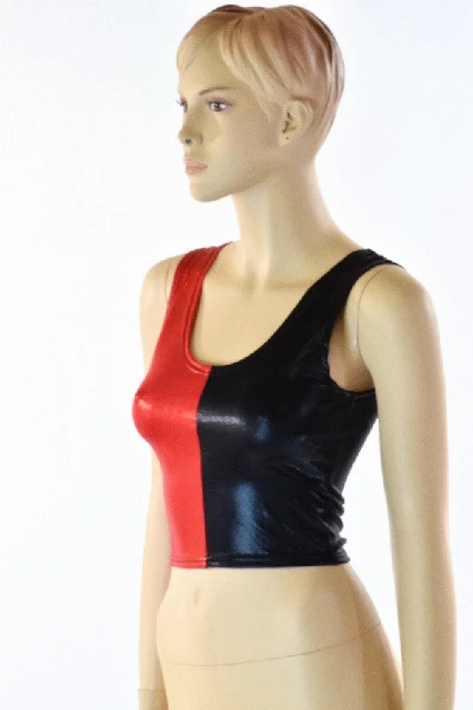 Harlequin Crop Tank Top Artistic Women's Hand - painted