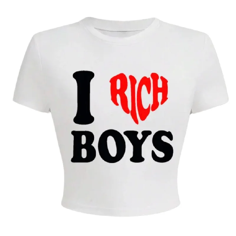 Rich Boys White Crop Top Unique Women's Upcycled