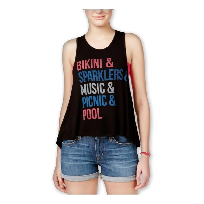 Hybrid Womens Americana Zip Racerback Tank Top Trendy Women's Oversized