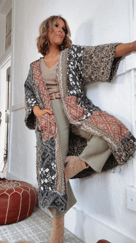 Oli & Hali: In Harmony Mix Print Duster Minimalist Women's Casual