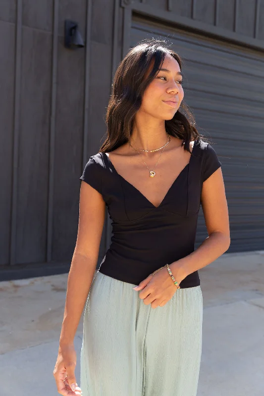 Open Back Cap Sleeve Top Cozy Women's Winter