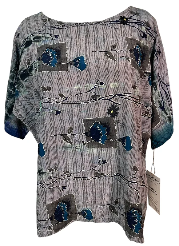 PRC5896 Avatar Pure Silk Side Slit Top Dapper Women's Bow - adorned
