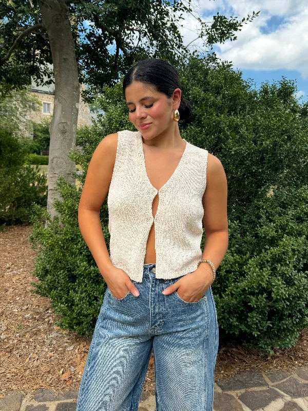 Beige Knit Vest Minimalist Women's Casual