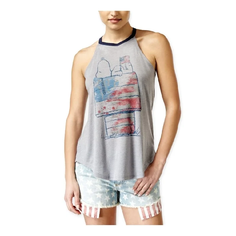 Hybrid Womens Snoopy Americana Tank Top, Grey, X-Small Relaxed Women's 
