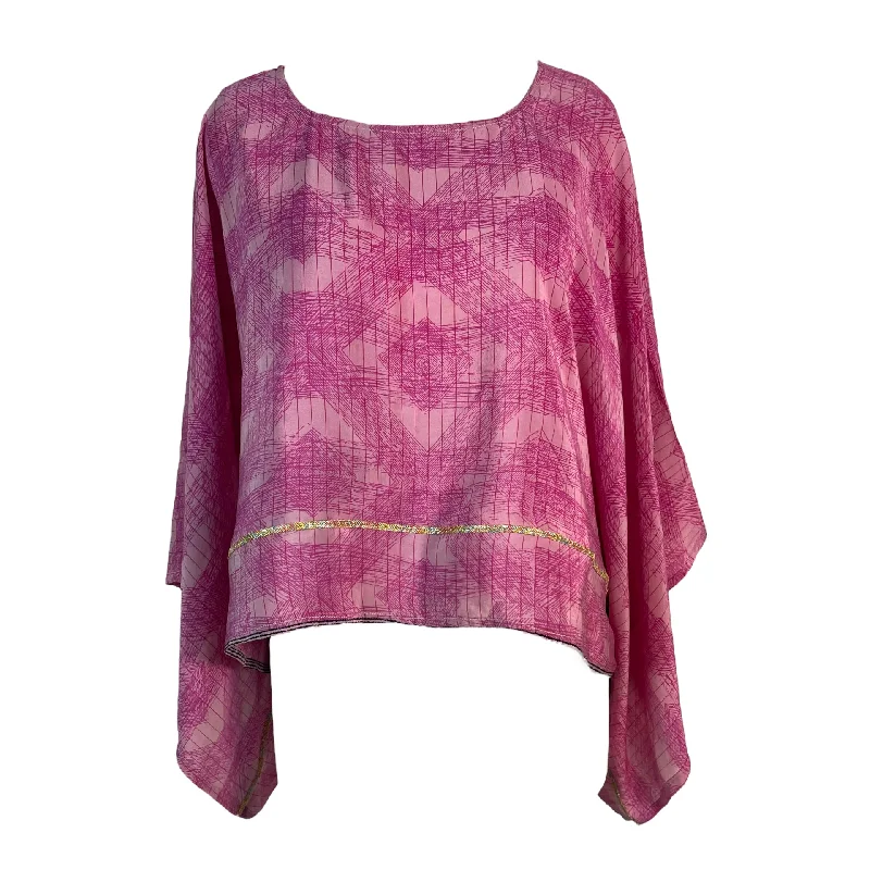 PRC6051 Avatar Pure Silk Kimono-Sleeved Top Cool Women's Distressed