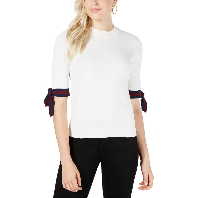 Maison Jules Womens Striped Sleeve Pullover Sweater Polished Women's Silk