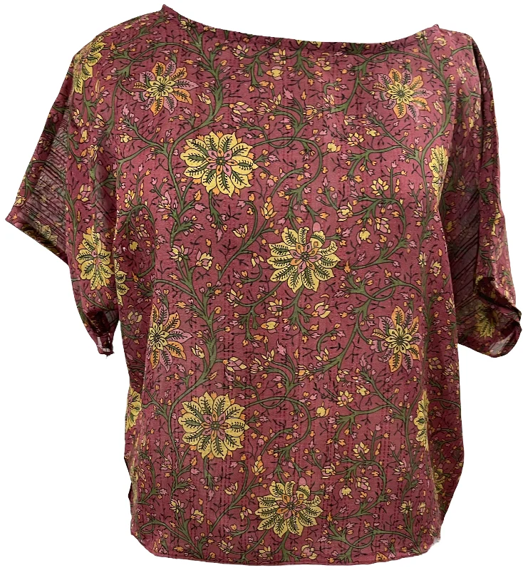 PRG1664 Cressida Sheer Avatar Pure Silk Boxy Top Sleek Women's 