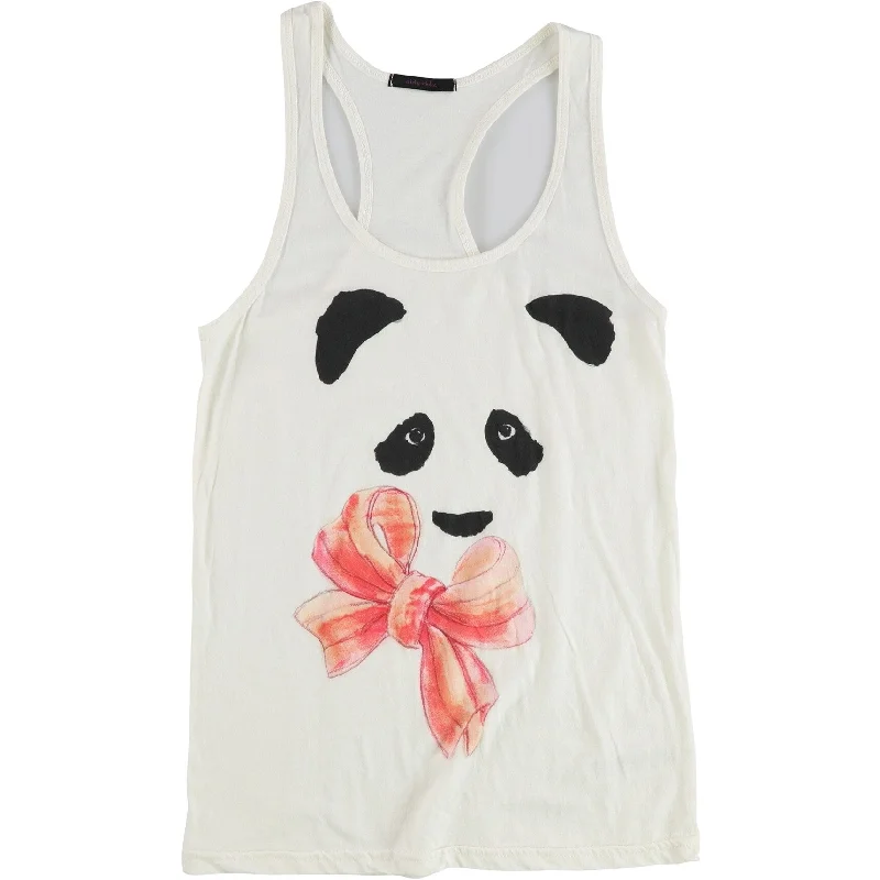 dirty violet Womens Panda Bow Racerback Tank Top, Off-White, Medium Earthy Women's 