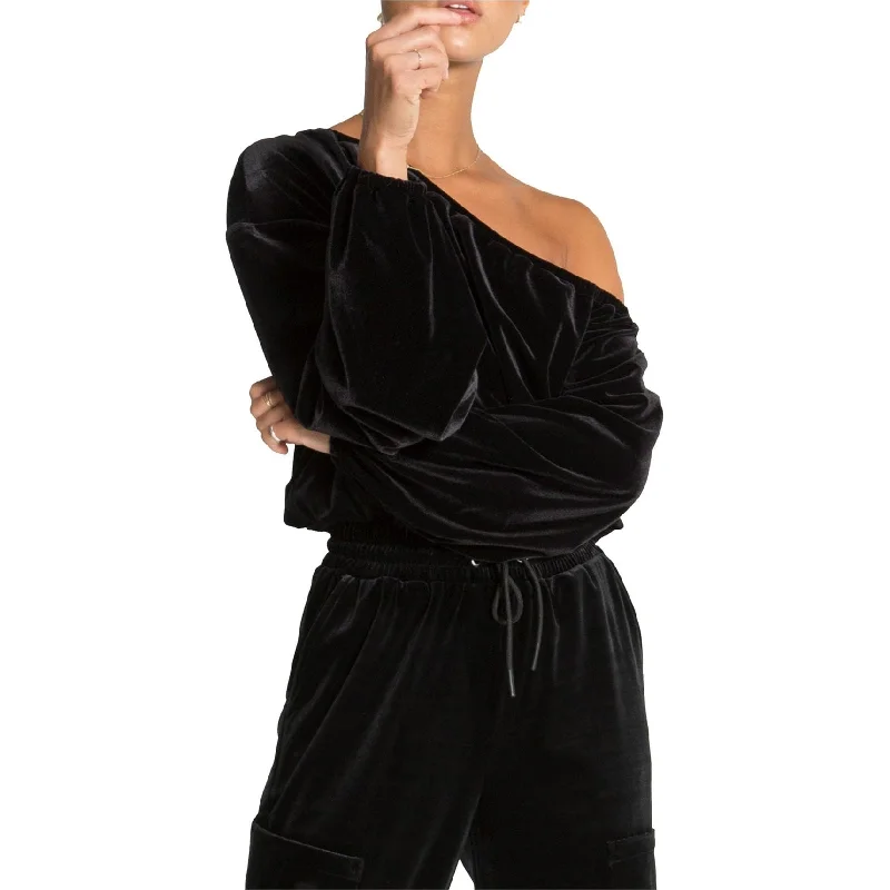 n:philanthropy Womens Lily One Shoulder Blouse, Black, Large Country