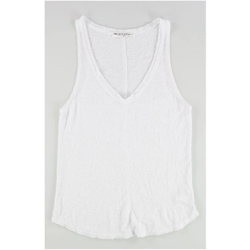 Project Social T Womens Raw Tank Top, White, Small Monochromatic Office Style