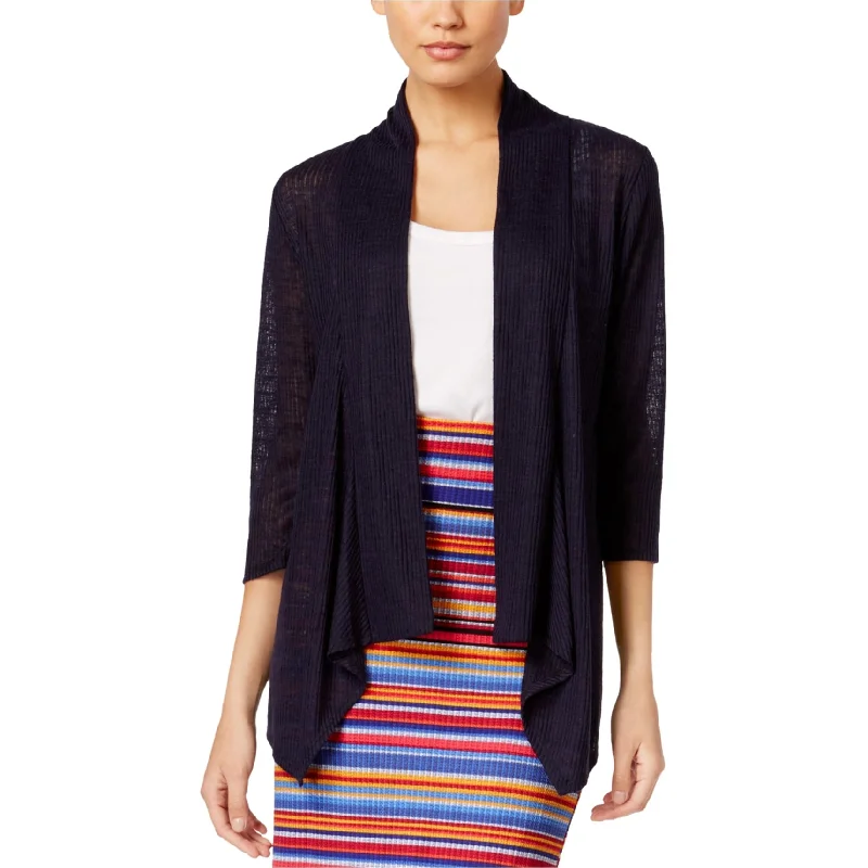 NY Collection Womens Ribbed Cardigan Sweater, Blue, X-Small Australian Beach