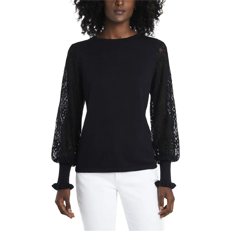 Vince Camuto Womens Paisley Lace Sleeve Pullover Sweater Preppy Women's College