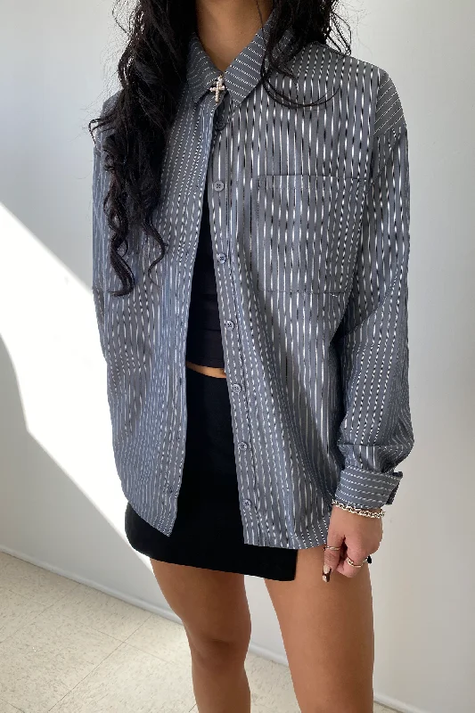 Pin Stripe Long Sleeve Top Unique Women's Upcycled