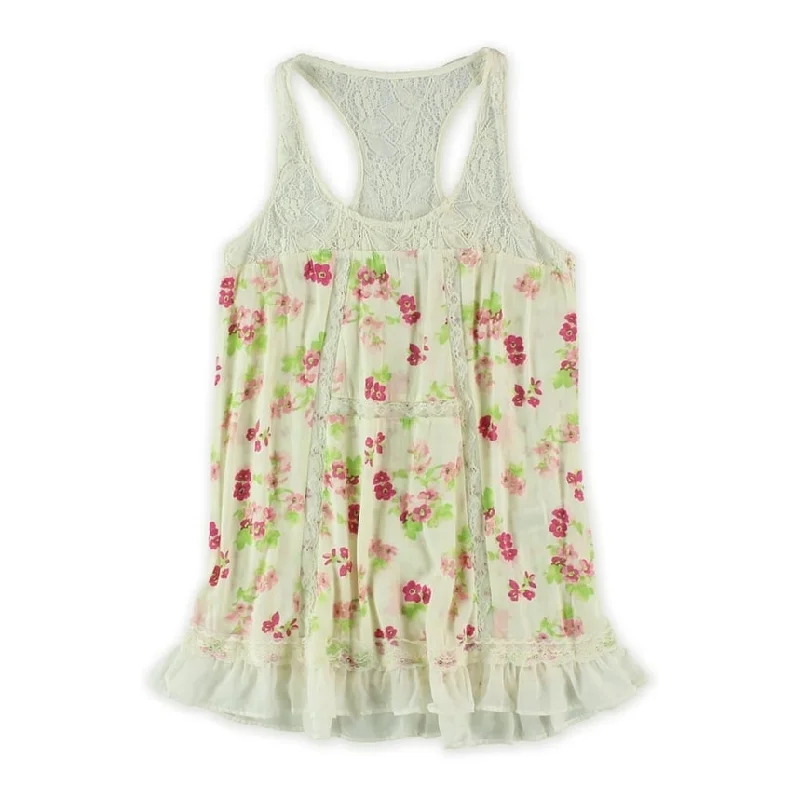 Aeropostale Womens Floral Lace Tank Top Dapper Women's Bow - adorned