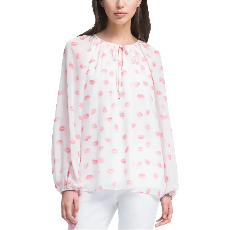 DKNY Womens Kisses Peasant Blouse, Multicoloured, Small Bohemian Women's Free