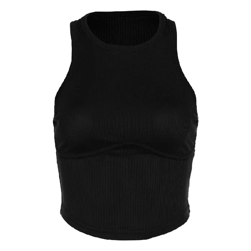 Black Ribbed Crop Top Business
