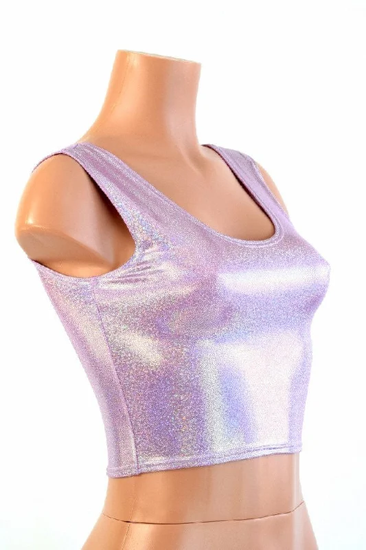 Lilac Holographic Tank Crop Dynamic Women's High - energy