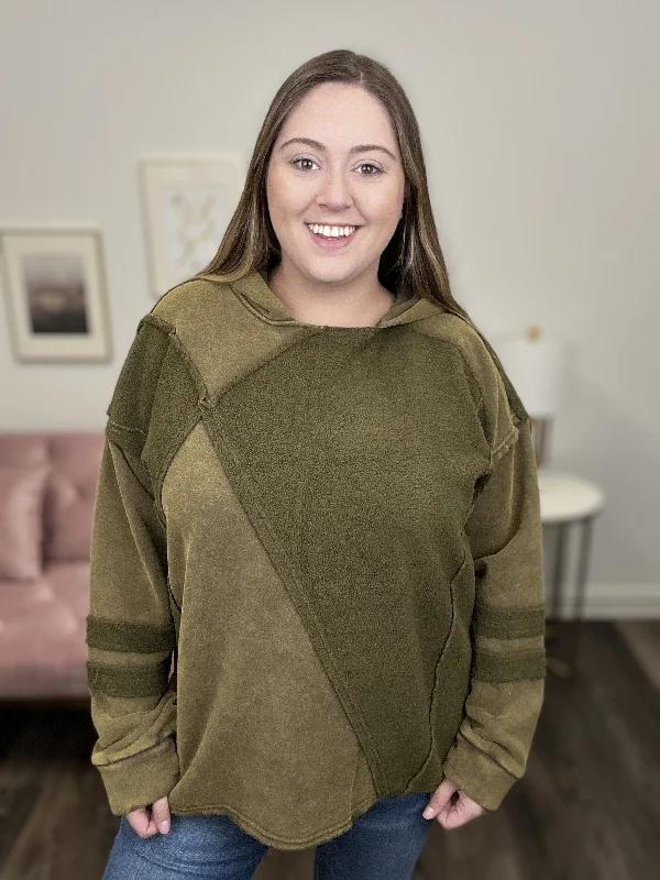 Picking Pumpkin's Women's Two Tone Straight Hem Hoodie Sophisticated Women's 