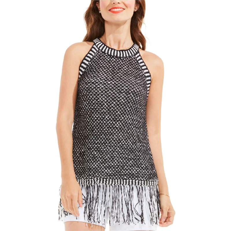 Vince Camuto Womens Fringe Trim Pullover Sweater, Black, X-Large Sharp Women's Italian Vince Camuto Womens Fringe Trim Pullover Sweater, Black, X-Large Sharp Women's Italian