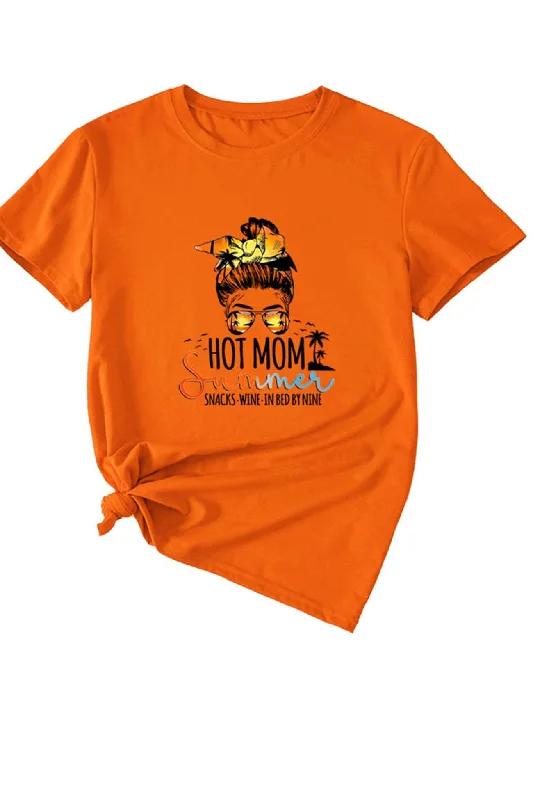 Hot Mom Summer Graphic Print T-shirt Country