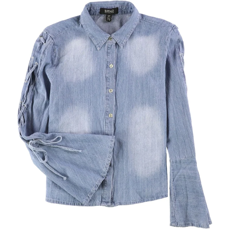Buffalo David Bitton Womens Gabriella Button Up Shirt, Blue, Small Refined Women's Velvet