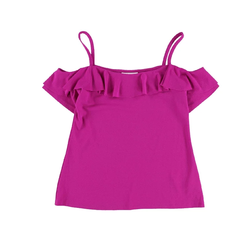 Bar Iii Womens Flounce Trim Cold Shoulder Blouse Artistic Women's Avant - 