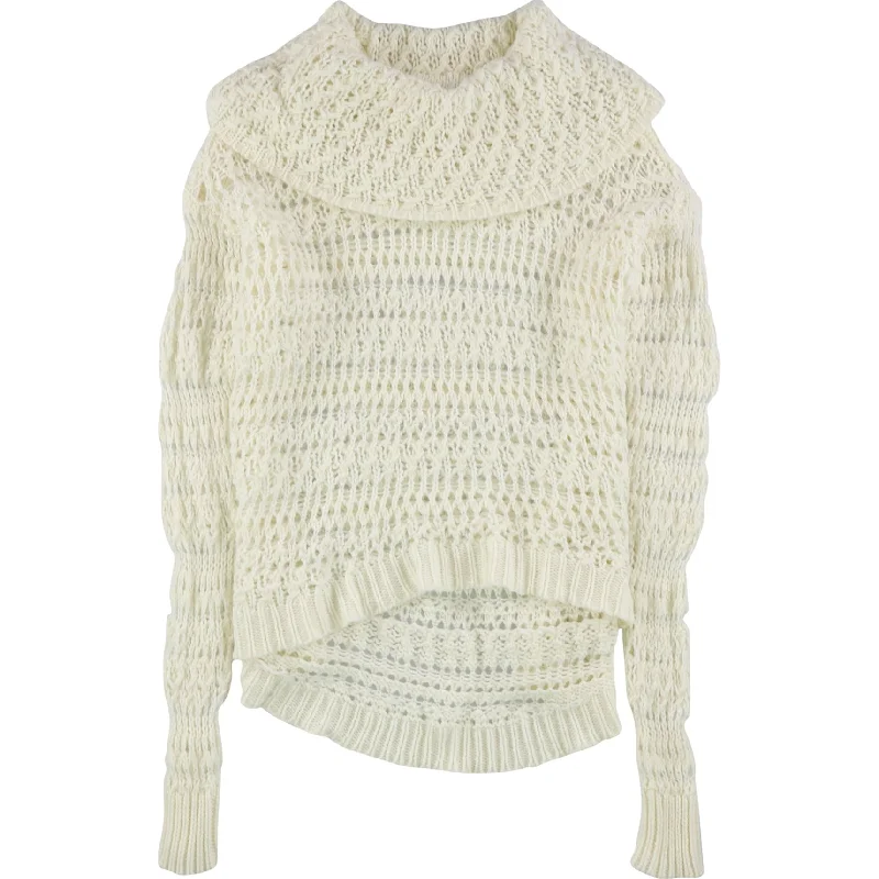 Tags Weekly Womens Yarn Mix Crochet Pullover Sweater, Off-White, Small performance