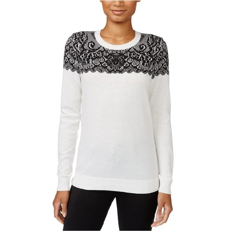 Maison Jules Womens Intarsia Knit Sweater Trendy Women's 