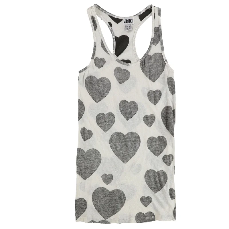 Scratch Womens Hearts Tank Top, White, Medium Scandinavian