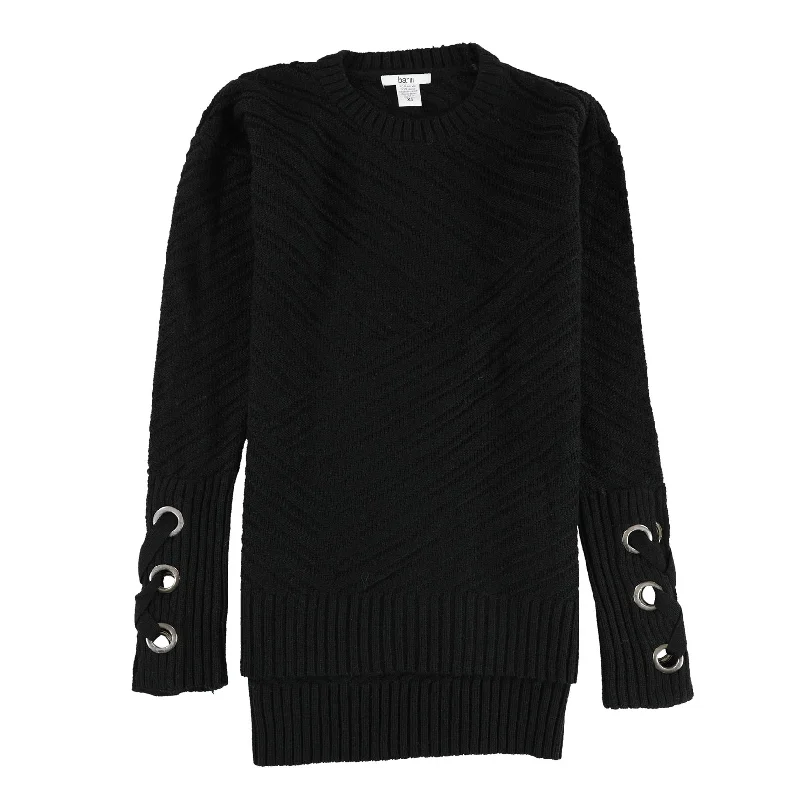 bar III Womens Grommet Detail Pullover Sweater, Black, X-Small Sustainable Organic