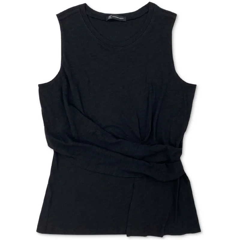 I-N-C Womens Twist-Front Tank Top, Black, X-Small Unique Women's Upcycled