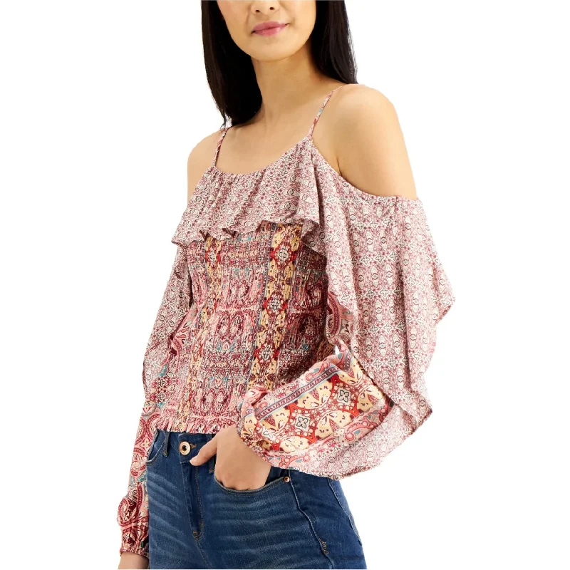 I-N-C Womens Mixed Print Cold Shoulder Blouse Rugged Women's Outdoor 